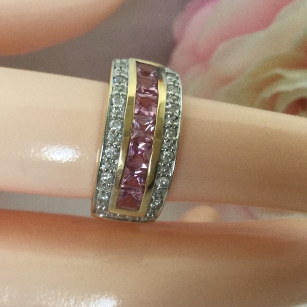 14k PINK SAPPHIRE/DIAMOND RING.